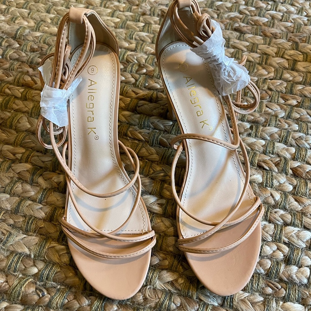 Strappy Heel Sandals - New with Tags - Nude and Light Blue - Allegra K